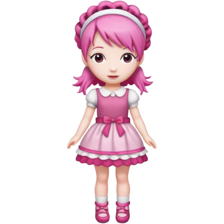Isolated detaile illustration incredibly raspberry torte doll figurine full body with pink hair and a raspberry hairband emoji