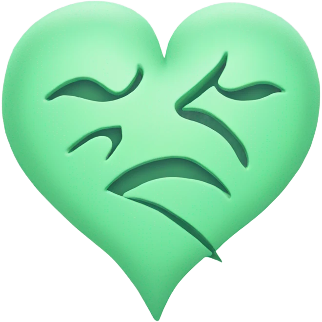 Pastel green colour broken heart emoji