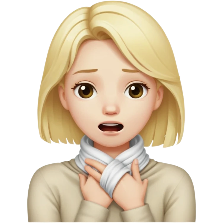 Blonde girl with her hand crossed wrapped around her neck with her mouth gaping open emoji
