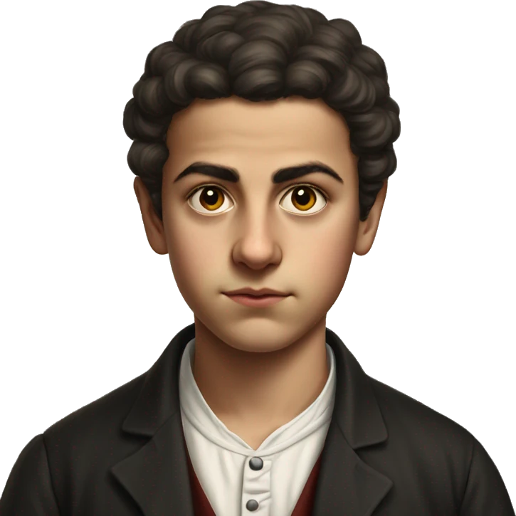 19th century Turkish teenager without a hat photorealistic serious emoji