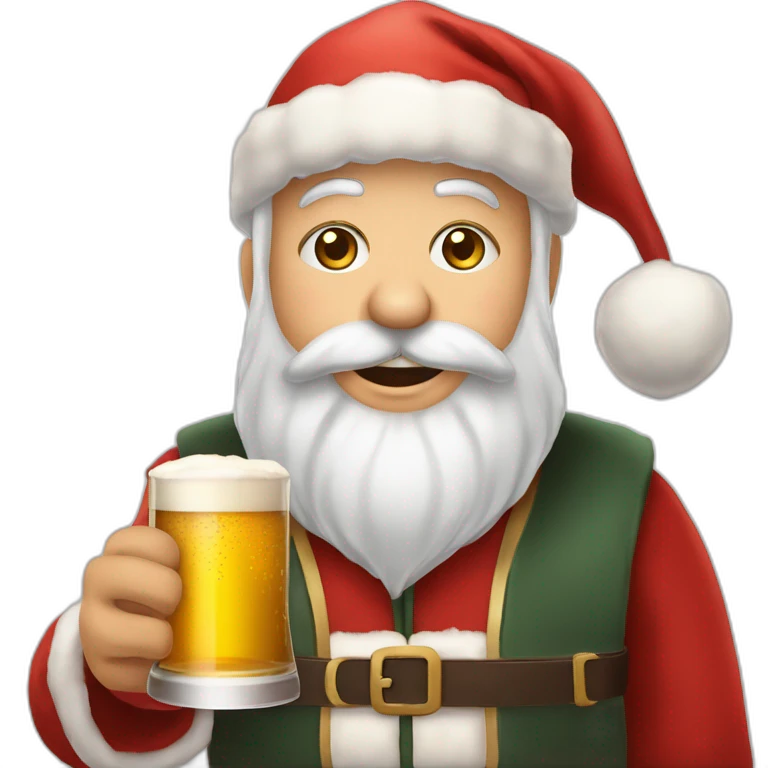 Père Noël qui offre un verre de bière à un enfant comme cadeau emoji