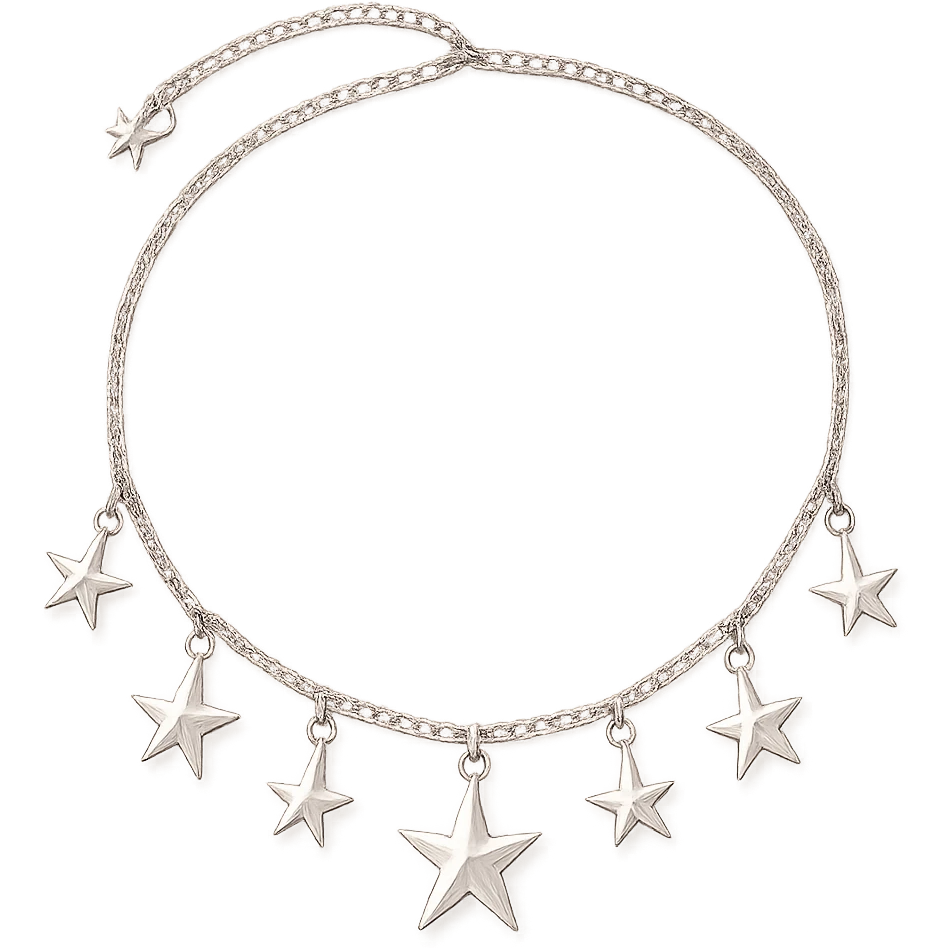 girly sparkling charm necklace with stars, no background, delicate and shiny emoji