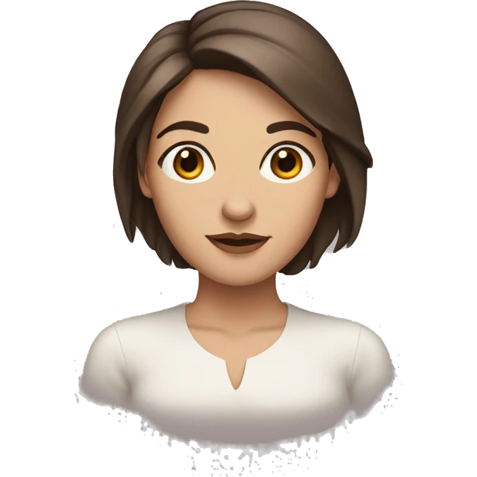Brown hair brown eyes pale women with one eyebrow raised emoji