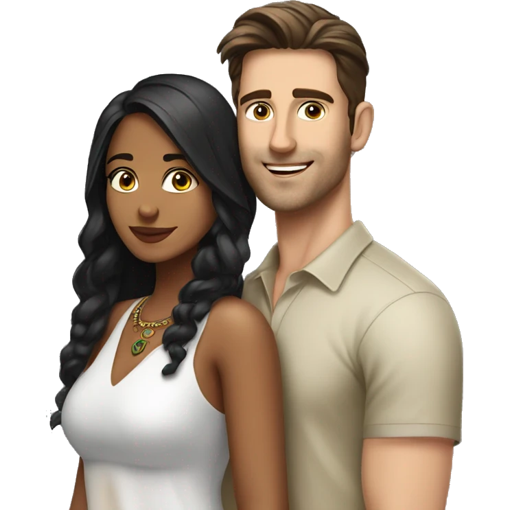 Pretty indian girl with hot white guy emoji