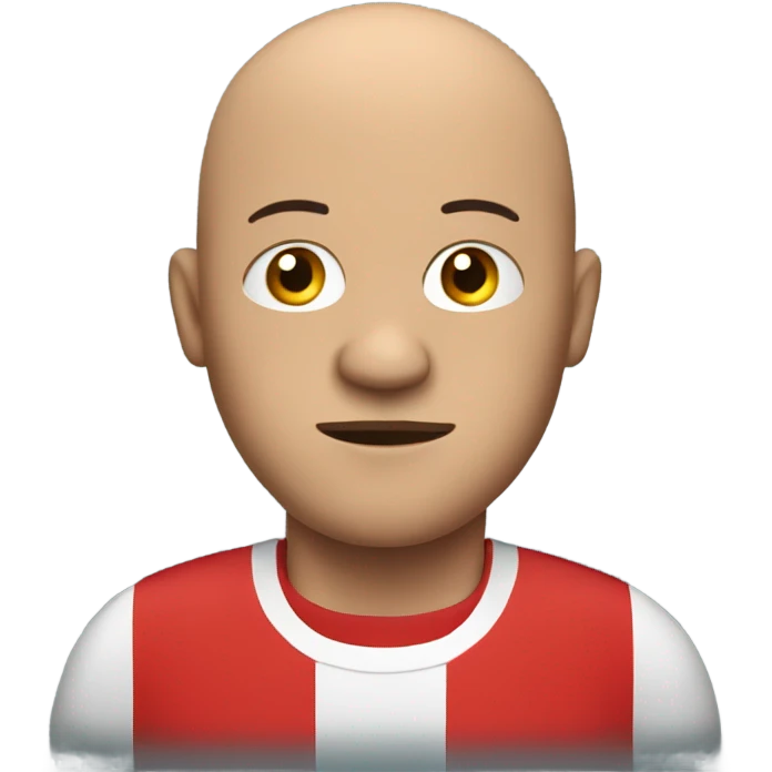A bald man that is a bit fat wearing a red football shirt watching tv emoji