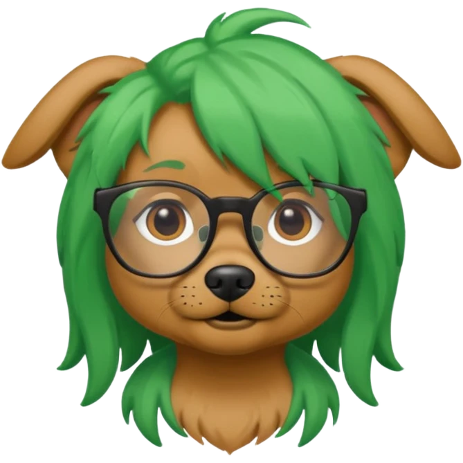 dog with green hair and glassess emoji