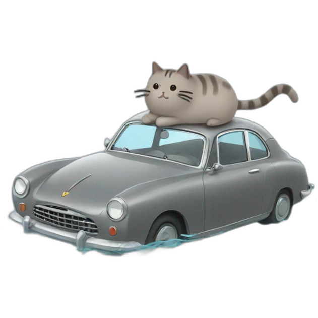 Pusheen diving a car emoji