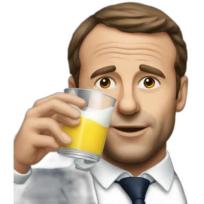 Macron drinking pastis emoji