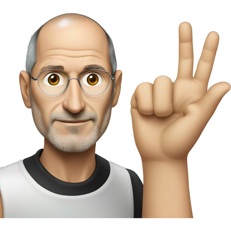 Steve Jobs shows with his hand emoji