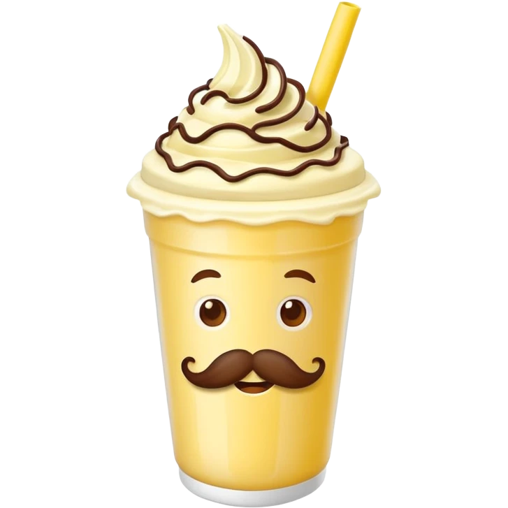 banana milkshake in a take-out cup with mustache emoji