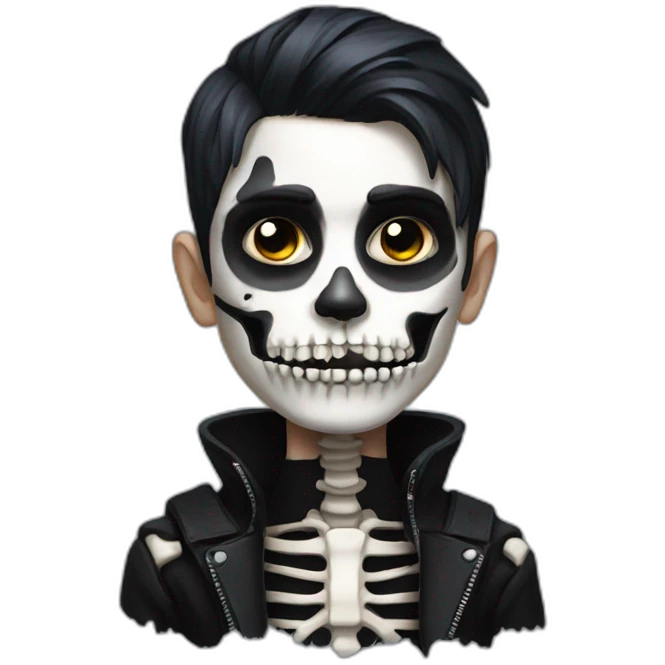 Goth Boy with Skeleton paint face emoji