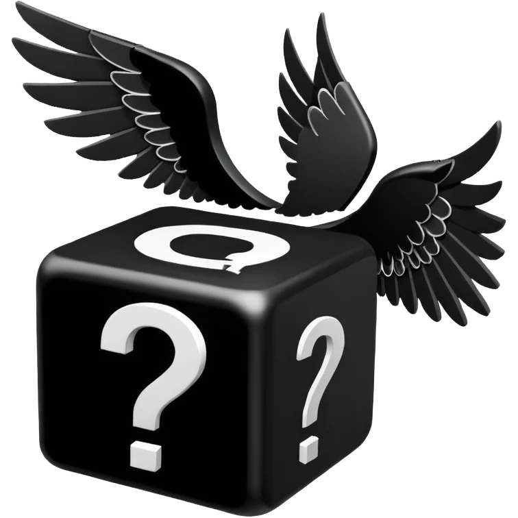 It's appearance is black and white, the black part being the main part of the lucky block while the question marks and corners are white; It carries 2 wings on each side like the other Lucky Blocks. emoji
