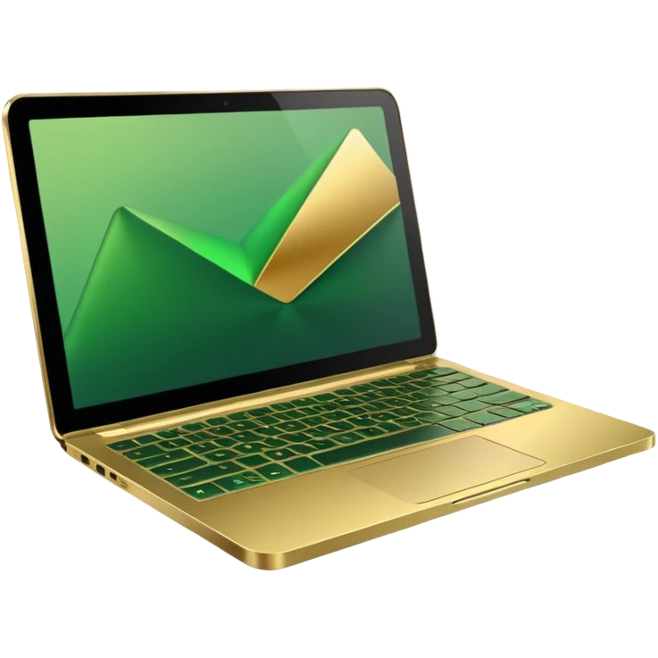 laptop without logotips in golden and green colours emoji