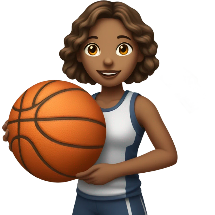 Girl brown hair and white skin, basketball and money emoji