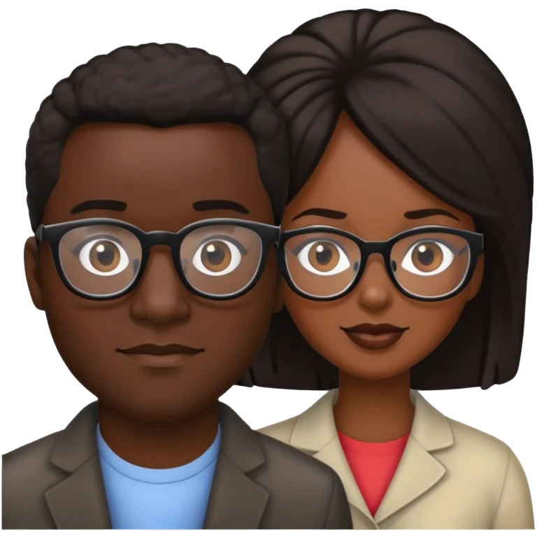 Black women with glasses and dark skin black man couple  emoji