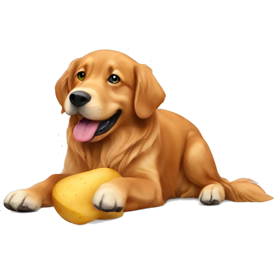 red Golden retriever eating a potato  emoji