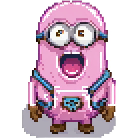 a pink screaming minion emoji