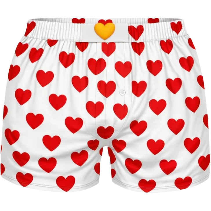Red heart patterned white pair of boxers emoji