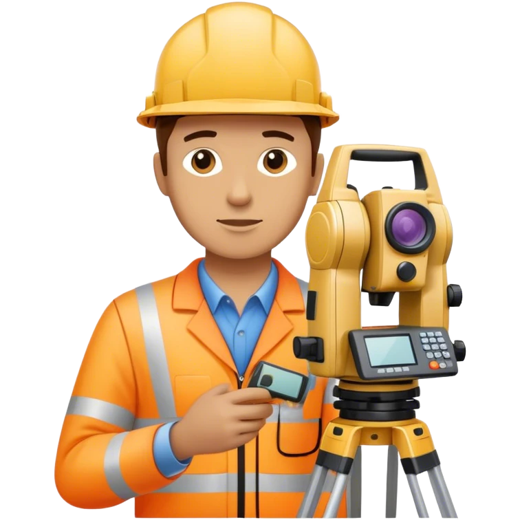 total station setup with a surveyor emoji