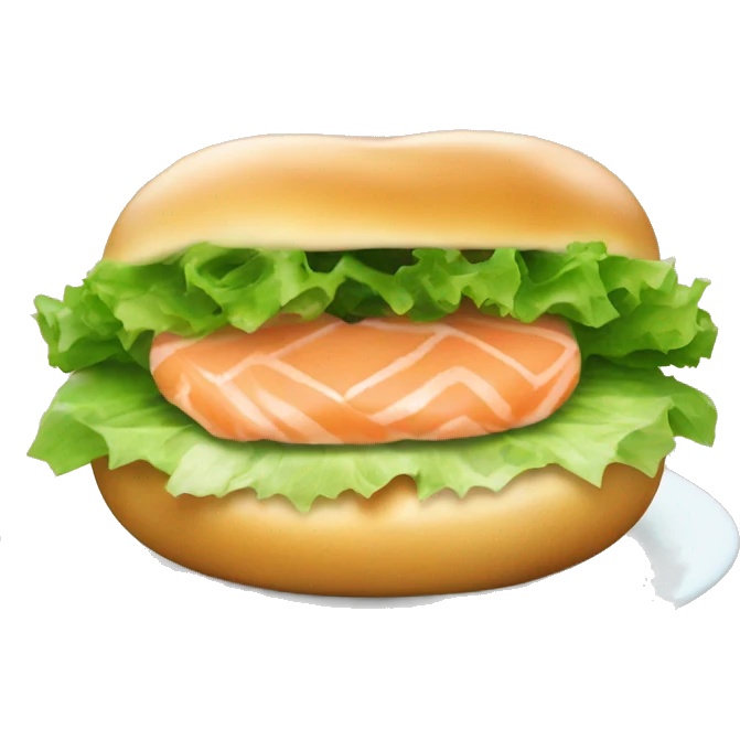 Bagel with salmon egg and lettuce emoji