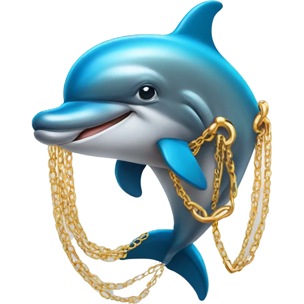 Dolphin wearing gold chains emoji