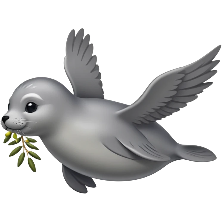 A flying seal carrying an olive branch emoji