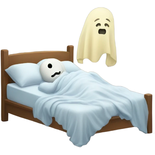 Ghost sleeping on a bed emoji