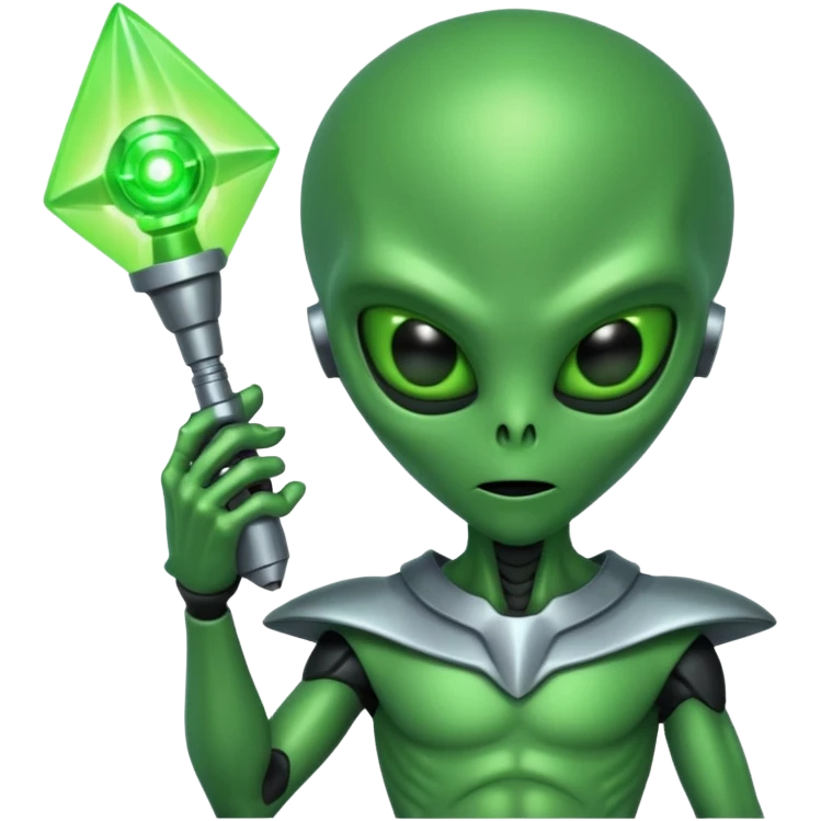 Evil green alien holding a death ray emoji