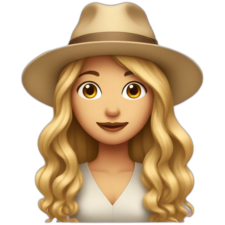 a woman with long hair and a pretty hat emoji