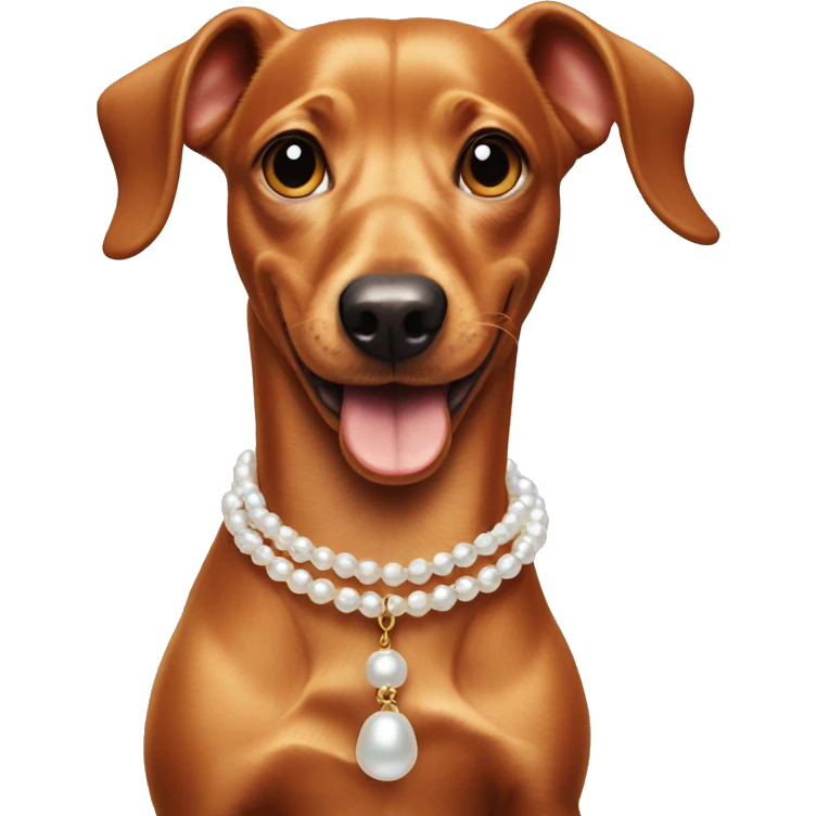 weenie dog with pearl necklace  emoji