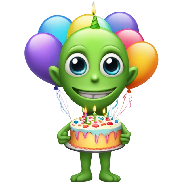 Alien saying happy birthday  emoji