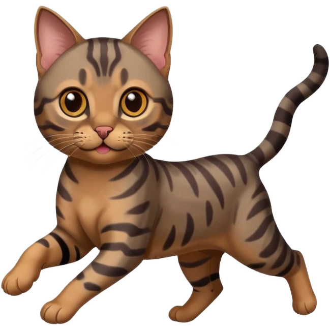 Cute dark grey and dark brown bengal cat running emoji