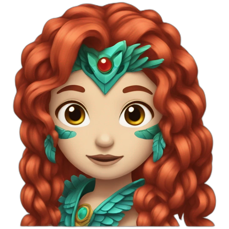 Quetzalcoatl red hair. Blue eye. White skin girl emoji