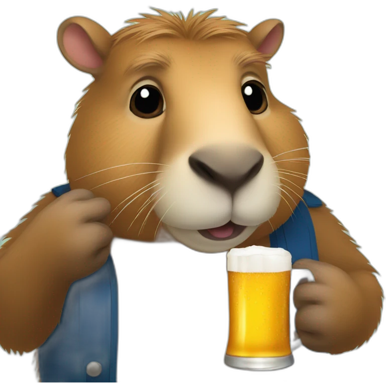 A capybara holding a beer emoji