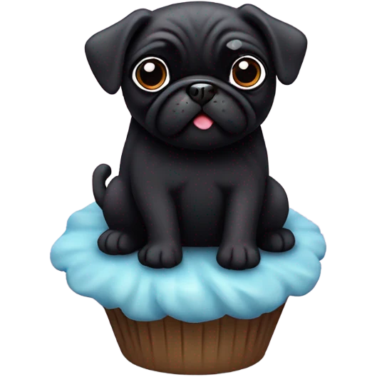 Black pug cupcake emoji