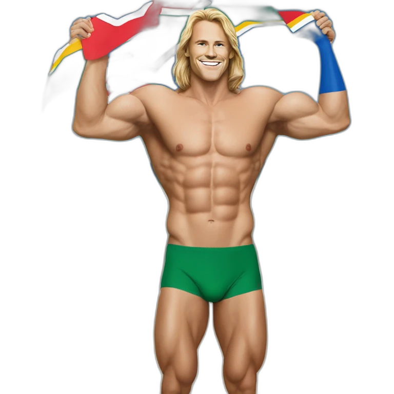 Faf de klerk in a speedo print of the South African flag emoji
