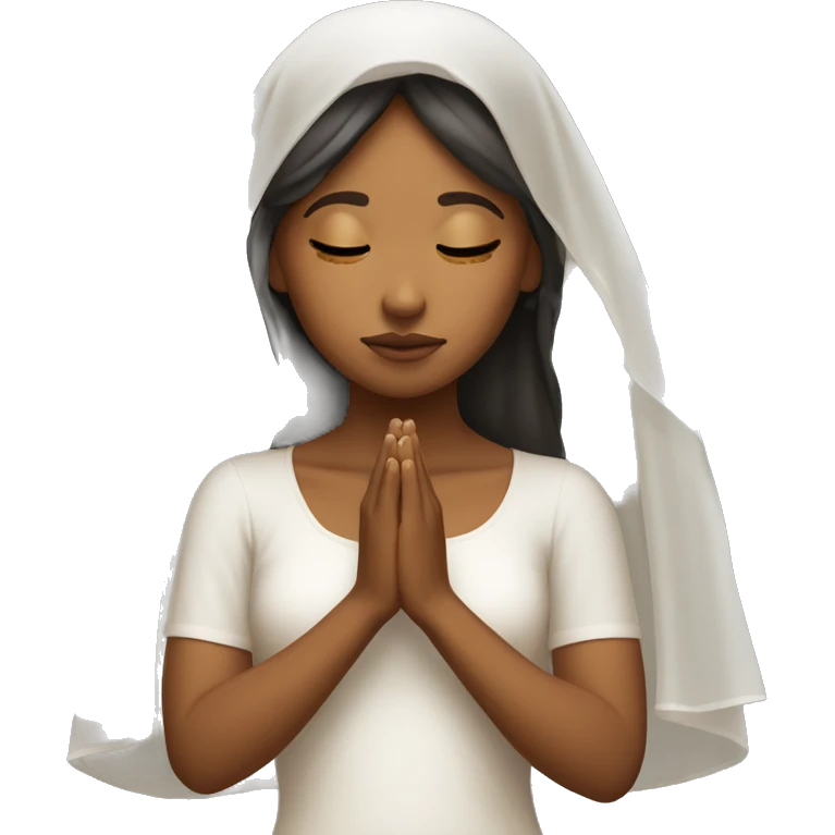 Caramel skin Girl praying for with white veil  emoji