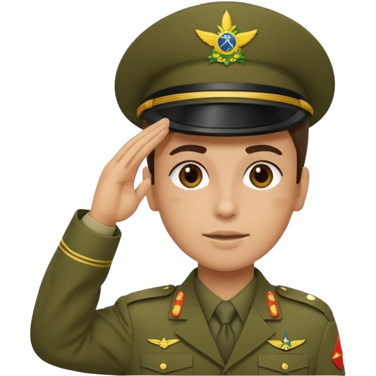 Ele precisa ter o fardamento do exército Brasileiro e fazer continência  emoji