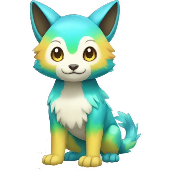 Cute cool shiny colorful animal hybrid Fakemon full body emoji