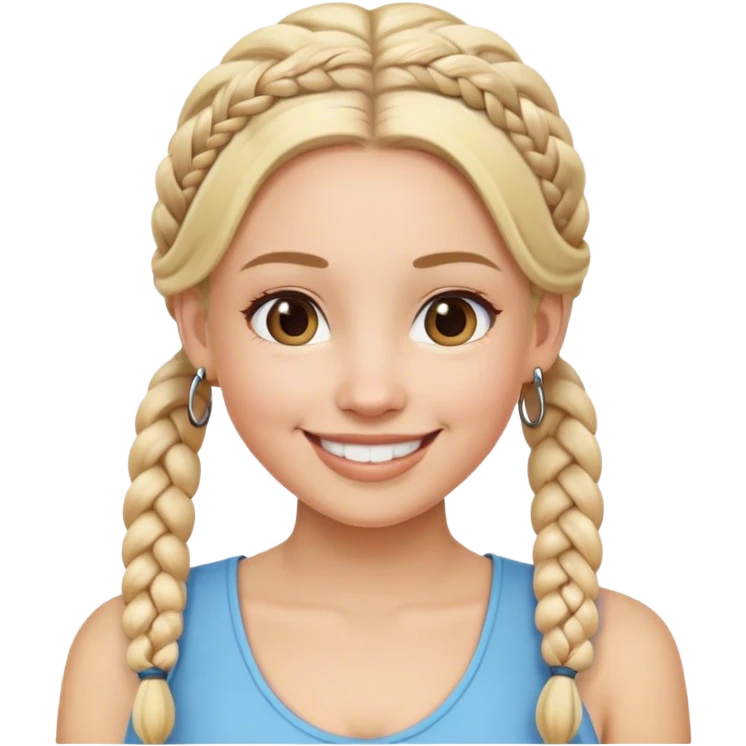 Blonde hair, Barbie with braids and hoop earrings, smiling emoji