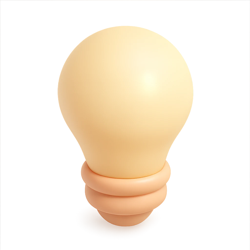 A light bulb with a soft glow, simplified design, cute style, smooth plastic texture in pastel colors emoji