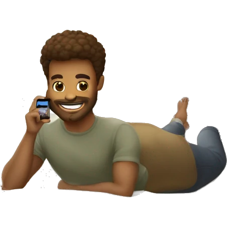 homem com topete segurando um iphone emoji