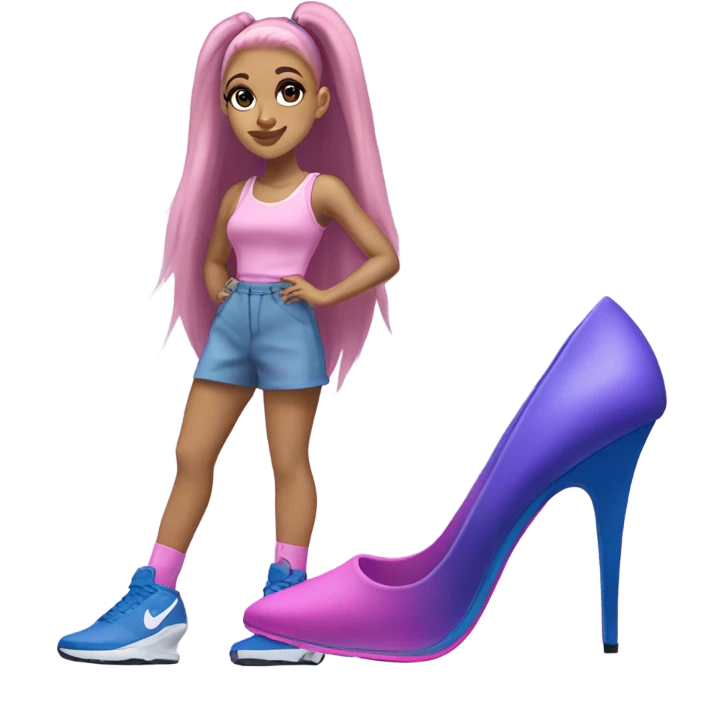 Ariana grande wearing pink purple blue Nike high heels  emoji