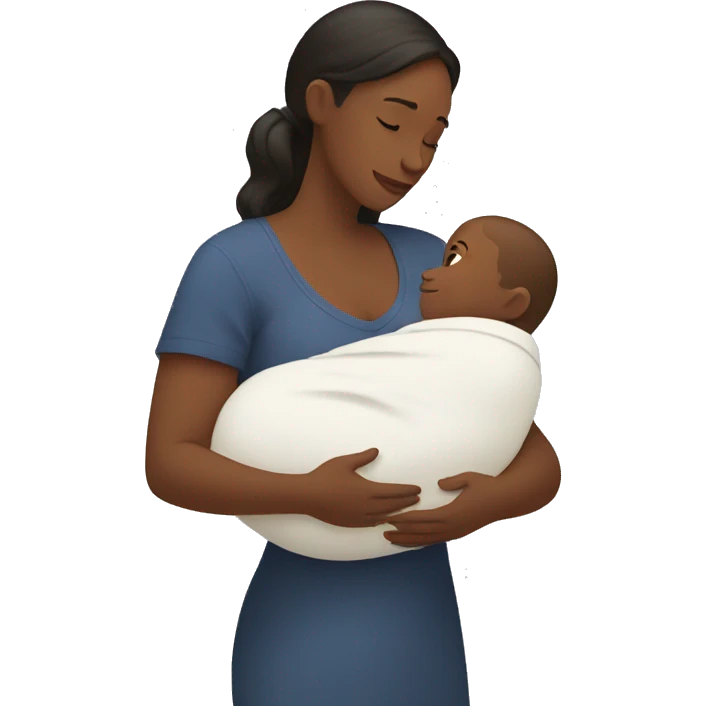 Mom holds the baby in her arms facing each other emoji