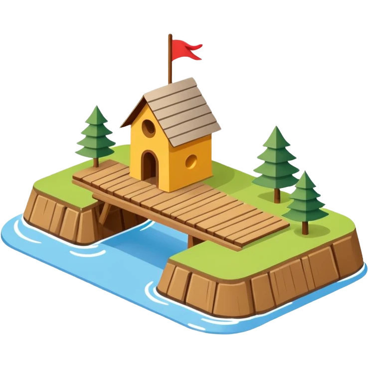 Emoji-style illustration of a guide vane / river training structure (Lenkbuhne), flat vector look, bold outlines, minimal details, no background emoji