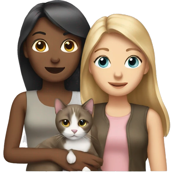 two women with a cat emoji
