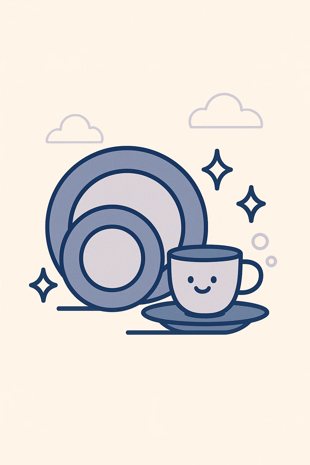 clean dishes, clear and simple illustration emoji