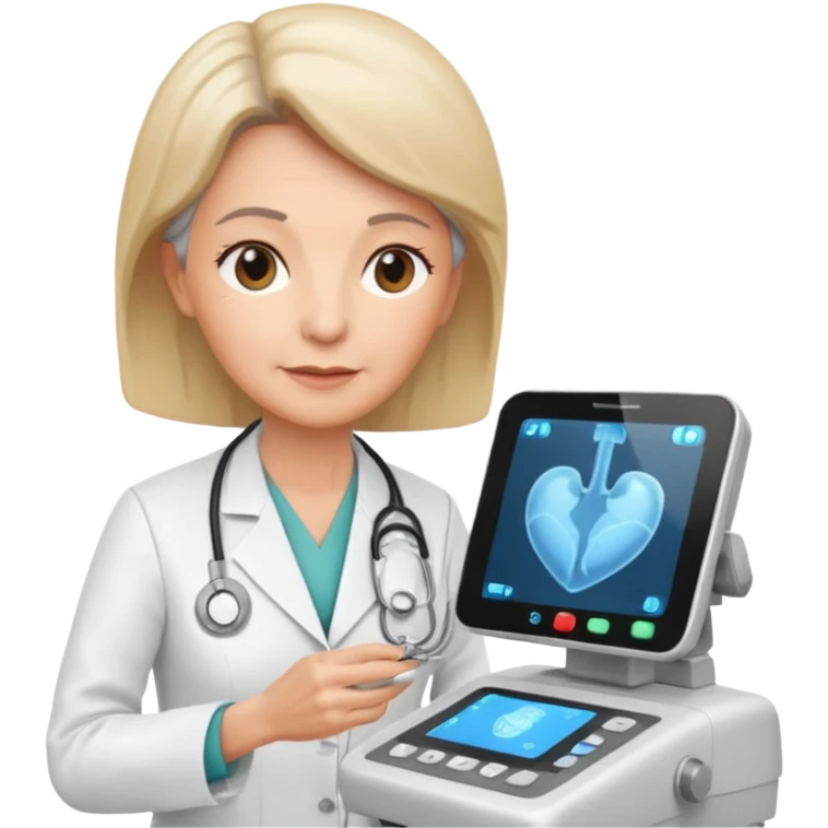 older female doctor working an ultrasound machine emoji