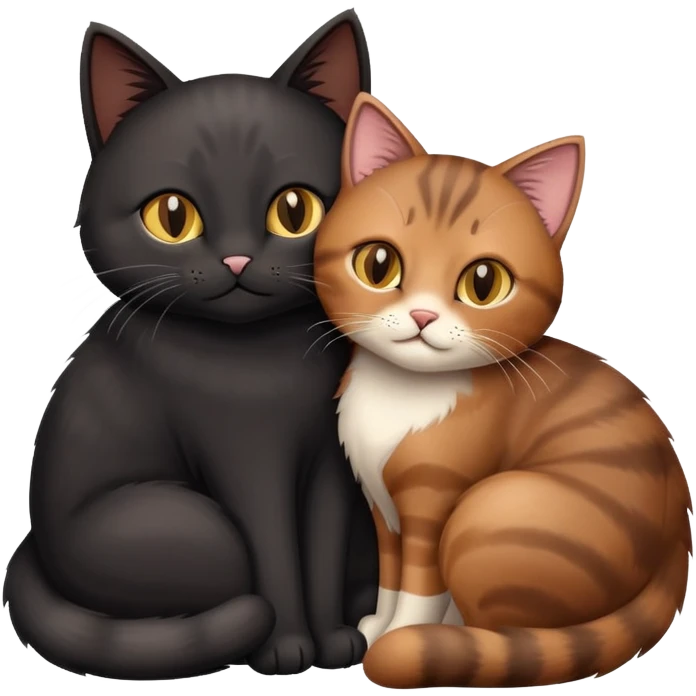 Black cat hugging brown/grey cat emoji
