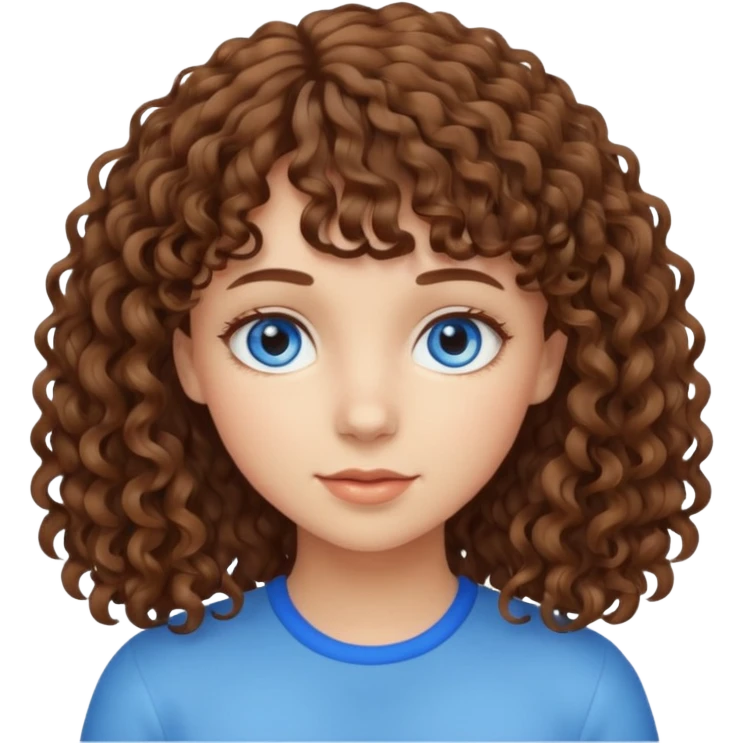 Chica rizada castaña con flequillo  emoji